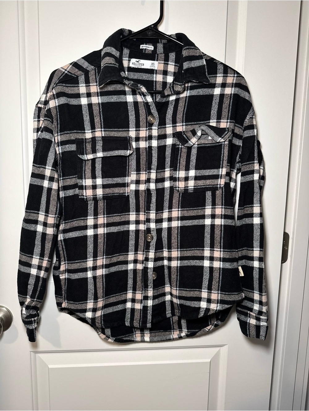 Hollister Black and White Plaid Button-Down Shirt